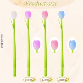 Teling 100 Pieces Color Changing Flower Gel Pens Bulk 0.5mm Ink Cute Kawaii Ballpoint Pens for Home Office Gifts(Multi Colors,Tulip)