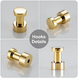 BVL Gold Robe Hook Brass Adhesive Towel Hook for Bathroom and Kitchen,5 of Packing