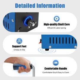 LIAPDG 20W Hand Shake Crank Power Generator, 4.92" x 3.15" x 3.34" Portable Manual Hand Generator Metal USB Charging Emergency Dynamotor 2000 Rmp/Min Blue