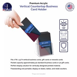 Marketing Holders 50 Pack Vertical Business Card Holder Countertop Plastic Display Stand