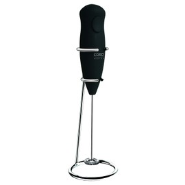 Caso Fomini Milchaufschäumer, mit Edelstahlfeder & Edelstahl-Standfuß, für schnelles Aufschäumen von Milch & Milchshakes, ca. 12.000 Umdrehungen/min, Edelstahl, Schwarz