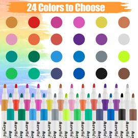 Acrylic Pens for Painting, Colourful Stones Painting Pens, Pens Stones Painting, Waterproof, Acrylic Paint Markers, Glass Painting Pens, Multi-Markers for Crafts, DIY Canvas, Wood