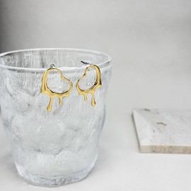 Unurgoonit Women Liquid Irregular WaterDrop Stainless Steel Earrings, Melted Liquid Irregular Stainless Steel Earrings Gold Heart