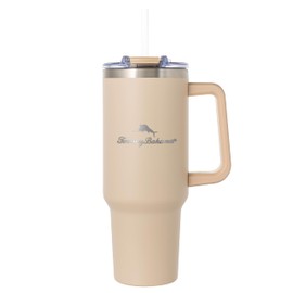 Tommy Bahama Vacuum Insulated Water Bottle with Straw - Double-Wall Stainless Steel, BPA Free, Keep Drinks Warm for 6 Hours or Cold for 12 Hours - Beige, 40oz