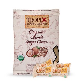 Tropix Trading Company - Organic Ginger Chews, Sweet and Spicy Ginger Chews Made From USDA Organic Fresh Ginger, Non-GMO and No Added Flavorings, Vegan and Gluten-Free Ginger Chew (Coconut Ginger)