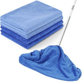 EYUNSTAR 4 Pack Extra Large Microfiber Cleaning Cloths 20"x30", Lint-Free Reusable Towels for Home, Glass, Windows, Office, Kitchen, Bathroom – Mixed Blue