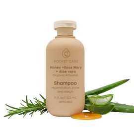 POCKETCARE Shampoo Reparador para Cabello Dañado con Miel, Aloe Vera y Romero | Hidratación Profunda y Fortalecimiento | Sin Sulfatos ni Parabenos | 325 ml
