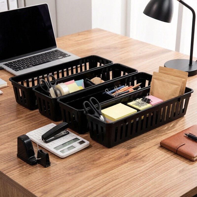 Cheeren 12 Pack Black Pen and Pencil Organizer Trays-Desktop Office