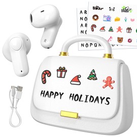 Wireless Earbuds Bluetooth Headphones True Wireless Earbuds, Stylish Handbag Design, Wireless Charging Case In-Ear Headphones, Built-in Microphone, Compatible with Apple & Android, White