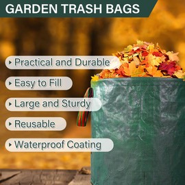 2 Pack 32 Gallon Garden Yard Trash Bags, 120L Reusable Leaf Bags for Collecting Leaves,Collapsible Trash Can for Parties, Laundry,Yard Waste, or Camping Accessories