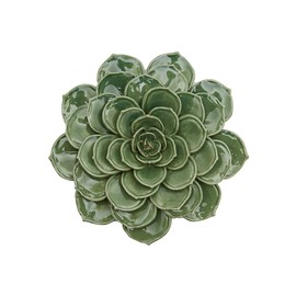 SEINHIJO Ceramic Flower Wall Decor 3D Wall Art Sculpture Home Gifts Modern Arts Green Crafts 17cm