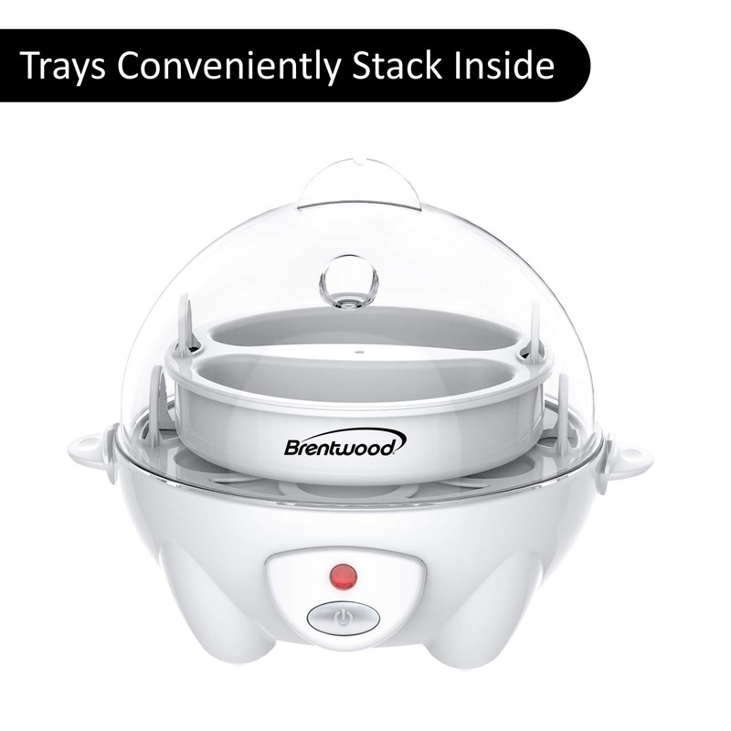 Brentwood TS-1045W Electric 7 Egg Cooker with Auto Shut Off,
