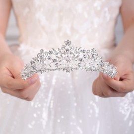 JWICOS - Tiara de cristal para mujeres y niñas (plata)