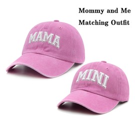 Wodeal 2PCS Mommy and Me Baseball Cap for Mom Girl, Mama and Mini Hat, Mom Daughter Matching Outfit, Adjustable Embroidered Parent-Child Hat Pink