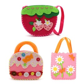 MIRKUZI Sewing Kits for Kids, 3 Pieces Sewing Kit for Kids, Felt Craft Kit, Non-Woven Bag, Handbag for Girls, Creative Toy, New Year Gift, Kids Set, Girls Set