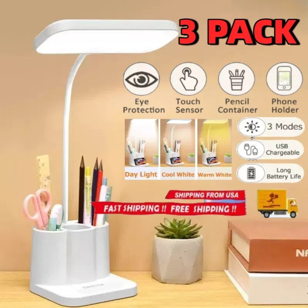 LED Desk Light Touch Sensor Table Bedside Reading Lamp USB