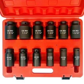 TONYNOL 3/4 Inch Drive Deep Impact Socket Set,6-Point,SAE (3/4"-1-9/16"),12 Pcs,Cr-Mo,Heavy Duty Impact Socket Set for Automotive & Industrial Machinery,With a Storage Case