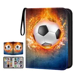 HESTECH 900 Pockets Soccer Card Binder, Trading Card Binder 9 Pocket with 50 Removable Sleeves for Football Baseball or Game Sports Trading Cards, 3 Ring Card Holder Binder, Collector Storage Album