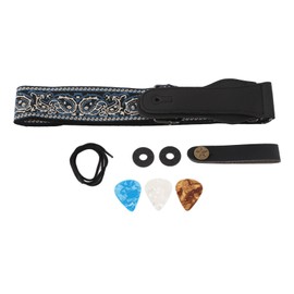 Electric Guitar Strap Adjustable Nylon Embroidered Shoulder Strap with Non Slip BuckleBlue Grey