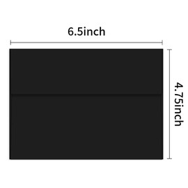 RINRDA 4x6 Envelopes For Invitation,A6 Black envelope 4.75 x 6.5 inch, Black 4X6 Envelopes for A6 cards,Self Seal envelopes for weddings, greeting cards,baby shower,photos,birthday (Black)