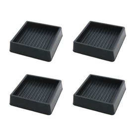 HJGarden 4pcs Black 2 Inch Square Caster Cups Rubber Sofa Feet Furniture Table & Chair Anti-Slip Mats