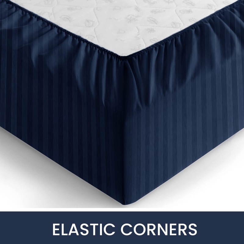 Hafaa Navy King Size Fitted Sheets 40cm Deep Pocket Soft