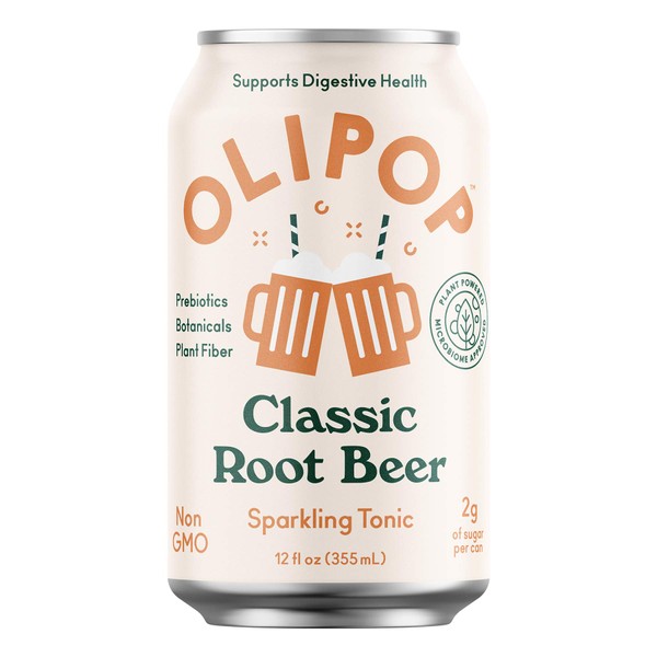 OLIPOP - Classic Root Beer Sparkling Tonic, Healthy Soda, Prebiotic