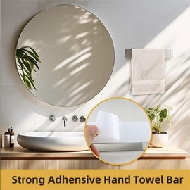 Hand Towel Holder Hand Towel Ring - NSCMQSL Self Adhesive Bathroom Towel Bar Stick on Wall, SUS 304 Stainless Steel Brushed Silver(9 Inch)
