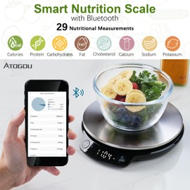 ATOGOU Smart Nutritional Scale,0.005 oz/0.1 g High Precision, 11 lb/5 kg,Smart Food Scales Calorie Calculator with App Food Database, Digital Kitchen Scale for Cooking, Baking, etc, Black