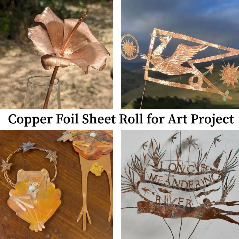 GOORY Copper Foil Sheet Roll - 2Mil/44Gauge(0.05mm) 6in x 5ft