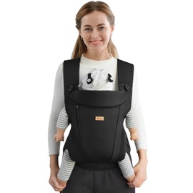 CUBY Baby Carriers from Newborn, Breathable Easy Zipper Essentials Ergonomic Wraps Carrier 3D Air Mesh Adjustable Head Neck Support Summer Baby Carriers Front Backpack Easy Use Up to 3 Years (Black)