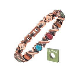 YINOX Magnetic Therapy Arthritis Copper Bracelet for Women, Effectively Relieves Arthritis and Wrist Pain, Inlaid with Turkish Turquoise, Combines Fashion and Health (3500 Gauss) (P)