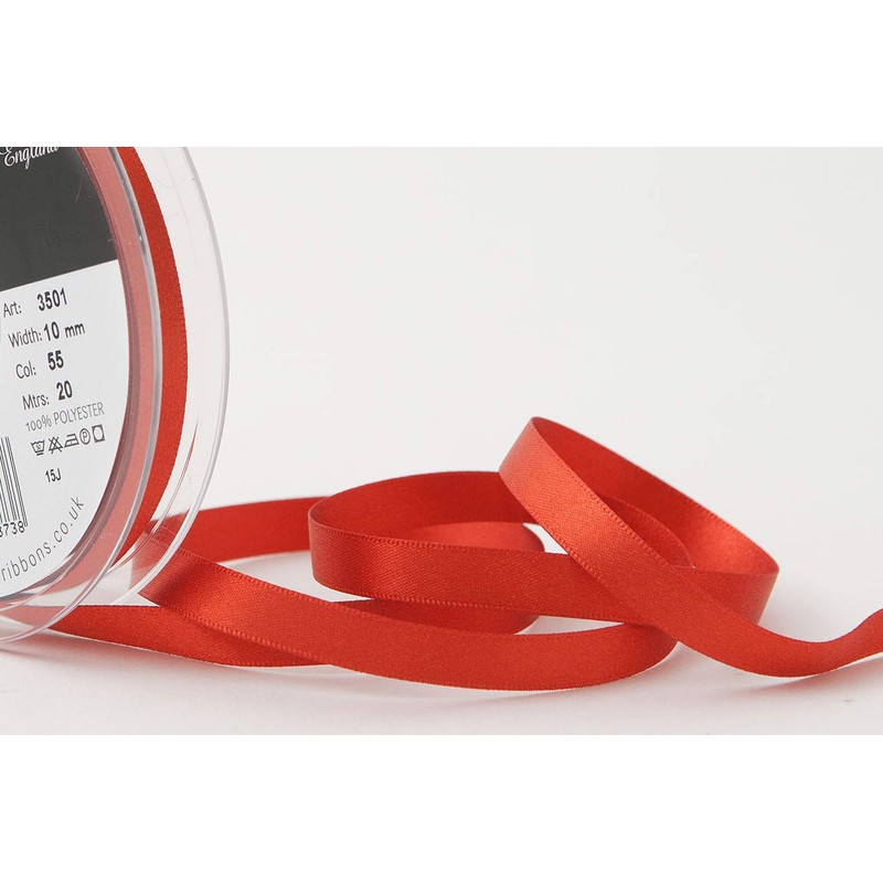 Berisfords Double FACE Poly Satin Ribbon, Rust, 10 mm