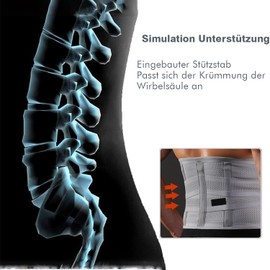 Generisch Back Support Belt with Bionic Support System - Adjustable Lumbar Support Belt with Breathable Mesh Design and Lumbar Pad for Herniated Disc, Sciatica and Scoliosis, XL