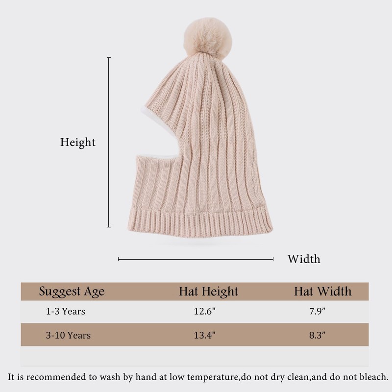 Zsedrut Toddler Kids Winter Hats for Girls Boys Warm Balaclava