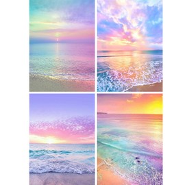 SHEGZHUC 4 Pack Diamond Painting Beach Sea 30 x 40 cm Diamond Painting Beach Sunset Colourful Diamond Painting Landscape Mosaic Diamond Painting Embroidery Cross Stitch Pictures Gift Wall Decoration