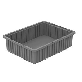 Akro-Mils 33226 Akro-Grid Plastic Slotted Dividable Modu Box Stackable Grid Storage Tote Container, (22-3/8-Inch L x 17-3/8-Inch W x 6-Inch H), (4 Pack), Gray
