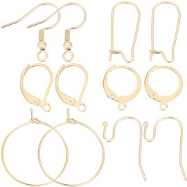 Beebeecraft 1 Box 60Pcs 6 Styles 304 & 316 Surgical Stainless Steel French Earring Hooks Fish Ball End Kidney Ear Wires Leverback Earring Findings for Jewellery Making