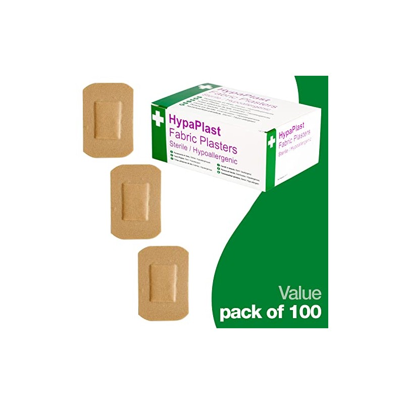HypaPlast Large Fabric Plasters, 7.2x5cm (Pack of 100) Sterile Hypoallergenic