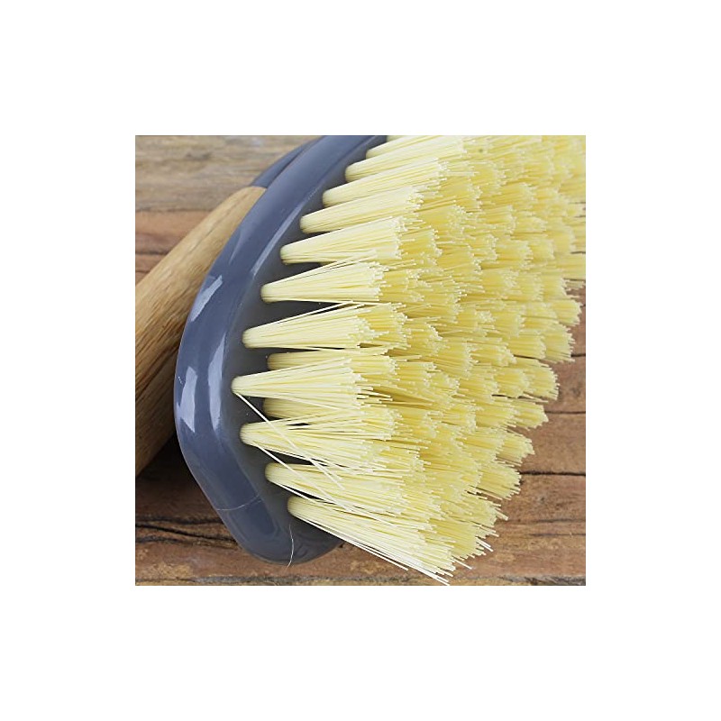 Macosa UMEN068 Scrubbing Brush with Bamboo Handle Natural Bristles Brush