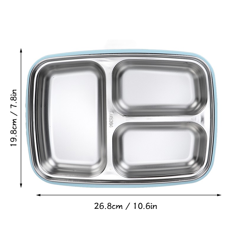 Thermal Insulation Bento Lunch Box 3 Grids Leakproof 304 Stainless