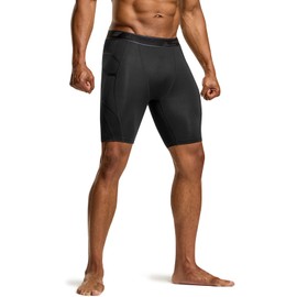 TSLA Men's Athletic Compression Shorts, Sports Performance Active Cool Dry Running Tights, Athletic Pocket tm-MUS47-KLB Medium