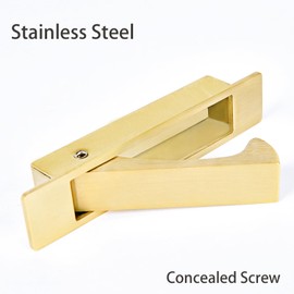 DONTAY PULL 02 Pocket Door Pull Handle, Edge Pull, Professional Stainless Steel 304, Flush Mount for Sliding Door (Satin Brass, 5)