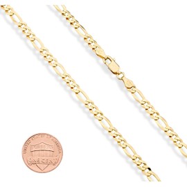 Miabella Solid 18K Gold Over Sterling Silver Italian 5mm Diamond-Cut Figaro Chain Bracelet for Women Men, 925 Made in Italy (Length 8 Inches)