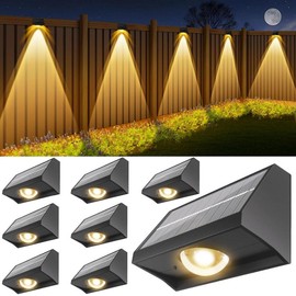 JNOEC Solar Fence Light Outdoor Waterproof Outdoor Lamp  Ip65 Waterproof Wide Angle Luces Solar Deck Light Outdoor Dusk 7 Mode RGB Solar Powered Garden Patio Yard Decoration - Quantity: 12 pcs (best deal)