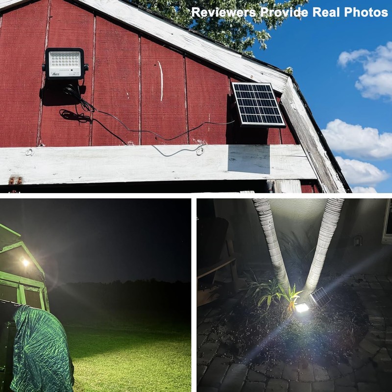Anern Outdoor Solar Flood Light, 2 Pack 6500K Bright White