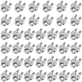 FUNSUEI 40 Pack M5 Stainless Steel Wire Rope Cable Clip, 3/16 Inch U Bolt Saddle Fastener, 304 Stainless Steel Wire Rope Clip U Shape Cable Clamp, Fits for 3/16 Inch Wire Rope