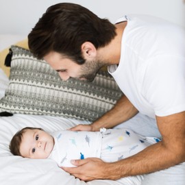 aden + anais essentials Easy Swaddle Wrap, Cotton Knit Baby Wrap, Newborn Wearable Swaddle Sleep Sack, 0-3 Months, 1.0 TOG, 3 Pack, dino-rama