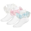 WBZOTSS 3 Pairs Toddler Ruffle Socks Cute Pearls Lace Double