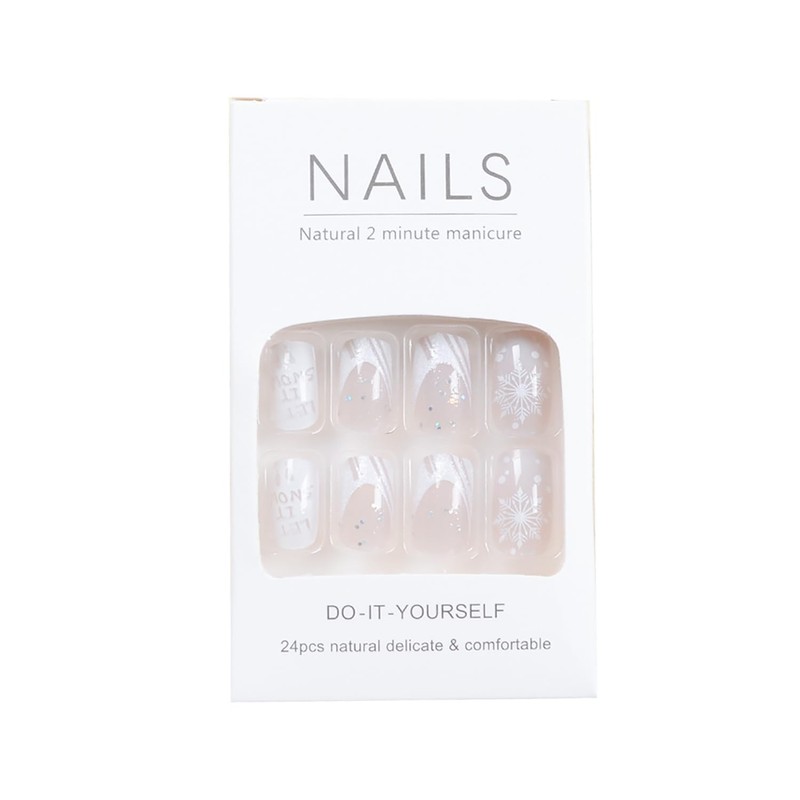 Christmas Press on Nails Medium Square Fake Nails Acrylic Nails